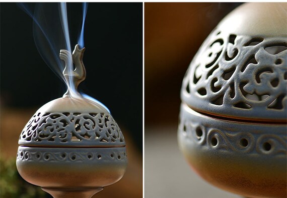 This is a pottery incense burner