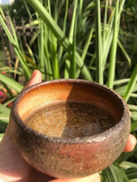 This is a woodfired pottery teacup