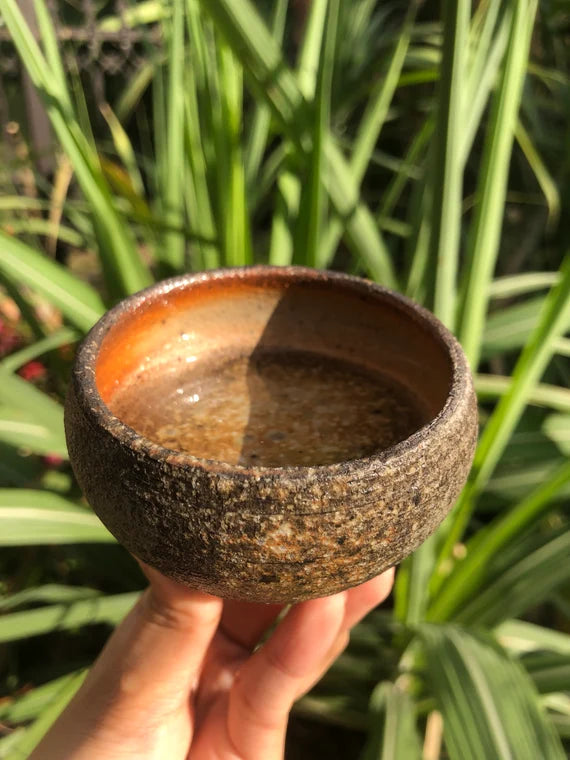 This is a woodfired pottery teacup