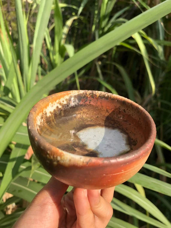 This is a woodfired pottery teacup