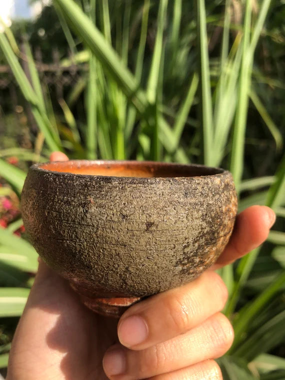 This is a woodfired pottery teacup