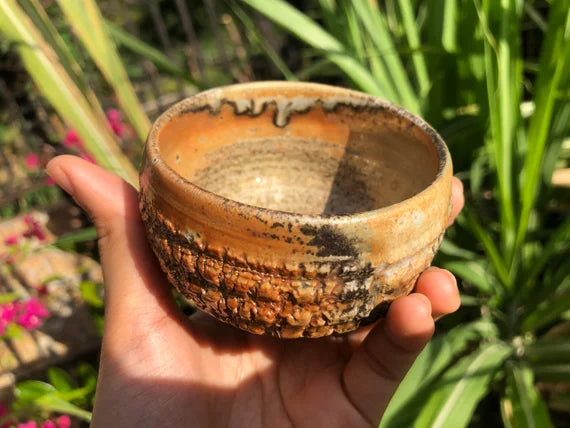 This is a woodfired pottery teacup