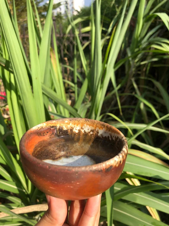 This is a woodfired pottery teacup