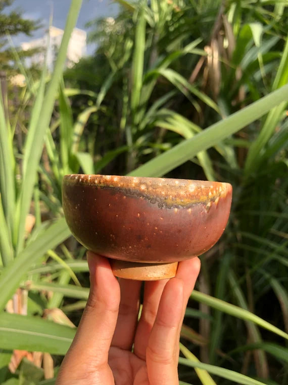 This is a woodfired pottery teacup