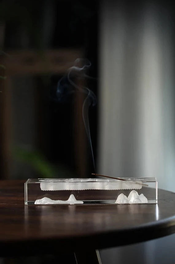 This is a colored glass liuli incense holder