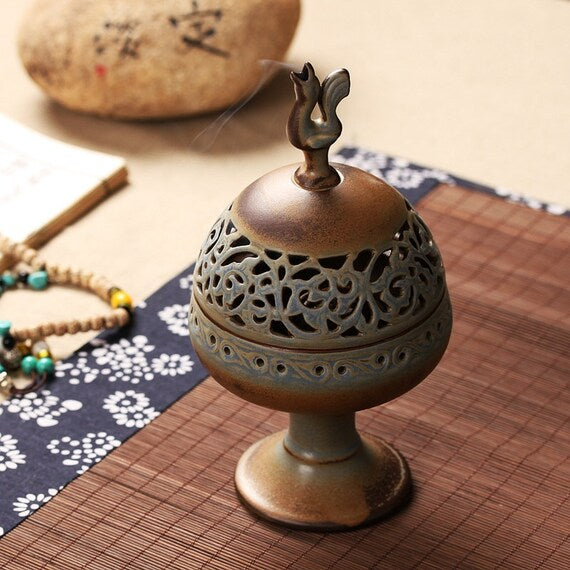 This is a pottery incense burner