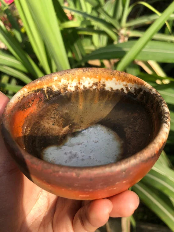 This is a woodfired pottery teacup