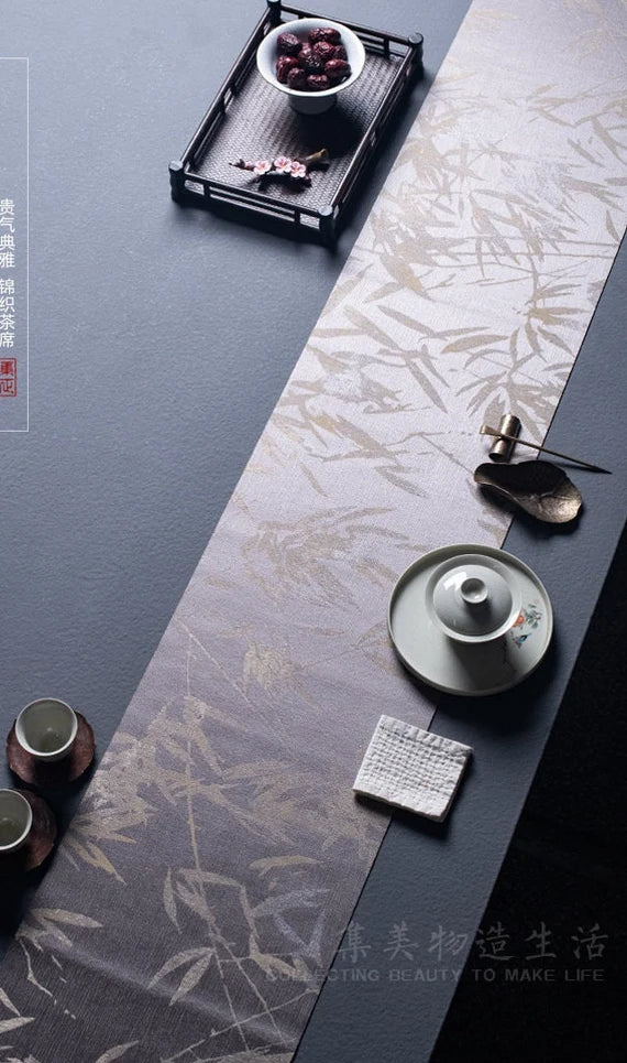 This is a silk brocade tea mat table cloth