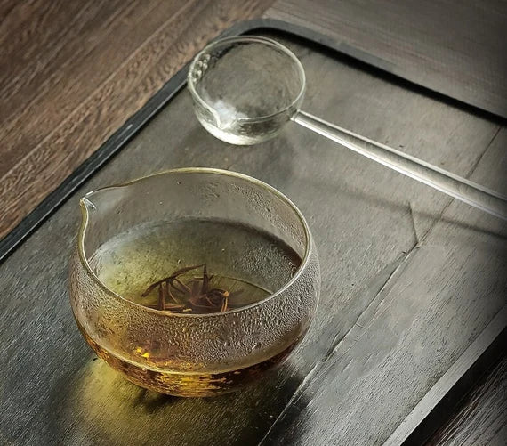 This is a glass tea bowl