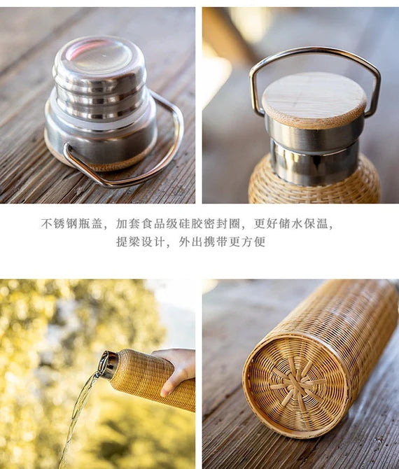 this is a bamboo weaving thermos bottle