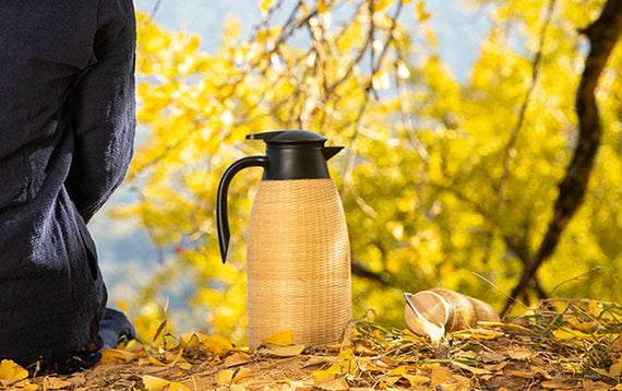 this is a bamboo weaving thermos bottle