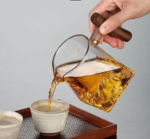 This is a transparent glass faircup gongdaobei