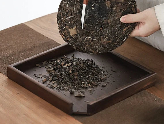 This is a walnut solid wood puerh tea tray tea shelf