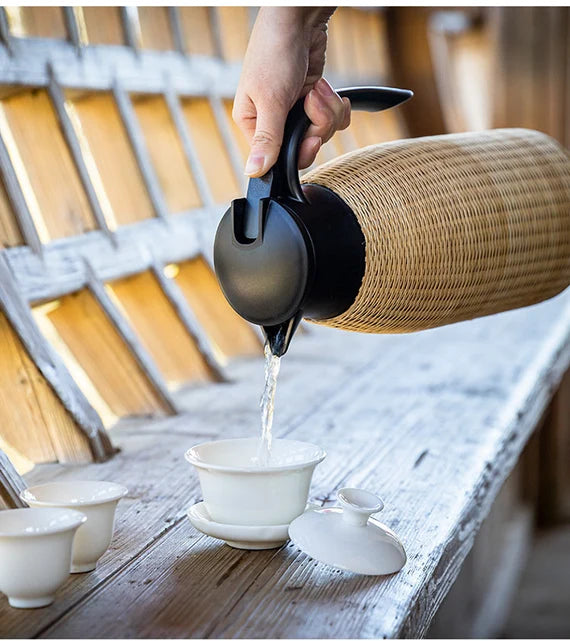 this is a bamboo weaving thermos bottle