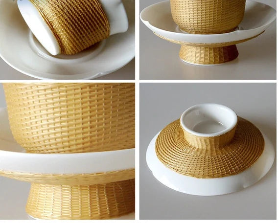 This is a bamboo woven teacup.this is a ceramic teacup