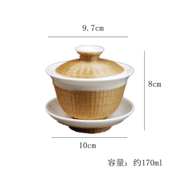 this is a bamboo weaving ceramic gaiwan teapot