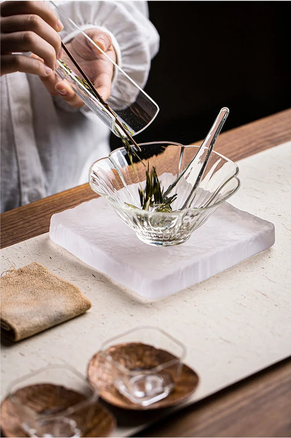 This is a glass tea bowl