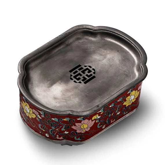 Tin Tea Tray Handmade Forging Chaozhou Antique Style Classic Chinese Master Artwork Teapot Holder Tea Boat