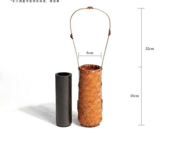 This is a bamboo weaving vase flower utensil