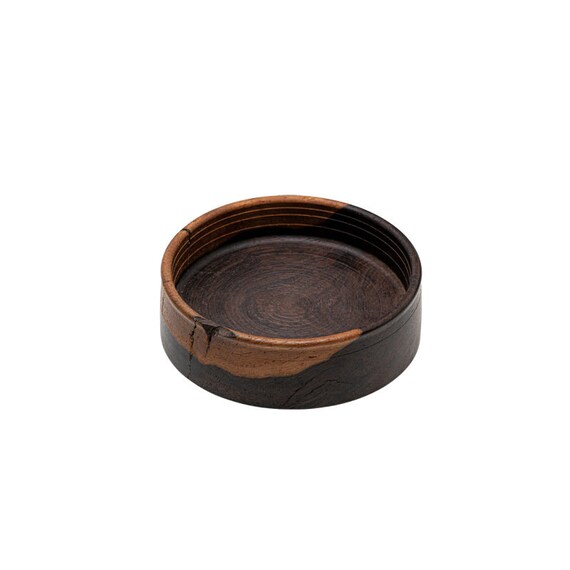 Wood Tea Tray Handcrafted Original Round Black Ebony Tea Boat Mini Tea Table