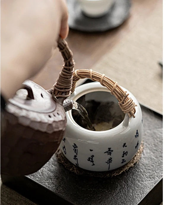 This is a ceramic teapot