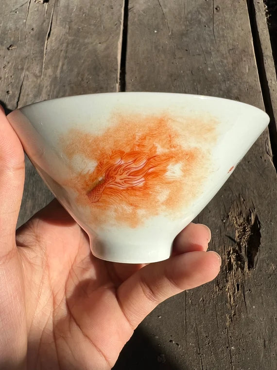 this is a Chinese Jingdezhen alum red dragon teacup.this is a ceramic teacup