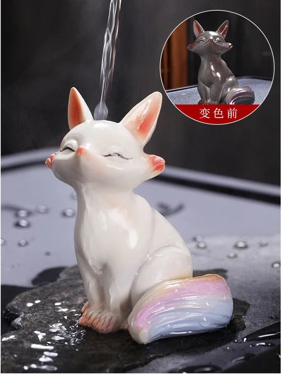 This is a color changing fox teapet.this is a resin teapet