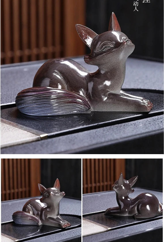 This is a color changing fox teapet.this is a resin teapet