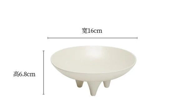 Cream fruit plate simple round foot refreshment tea tray tea boat plate living room decorative ceramic snack plate storage plate