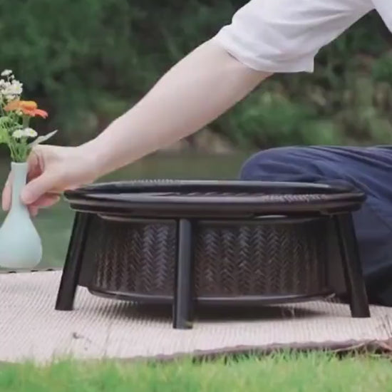 This is a bamboo weaving storage tea table.this is a black tea table 