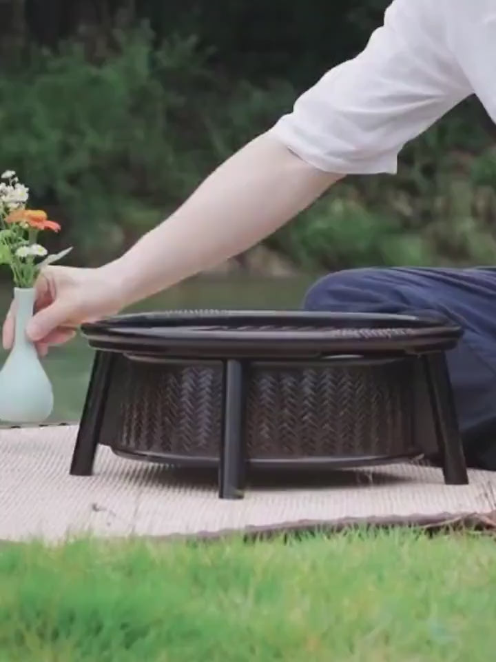 This is a bamboo weaving storage tea table.this is a black tea table 