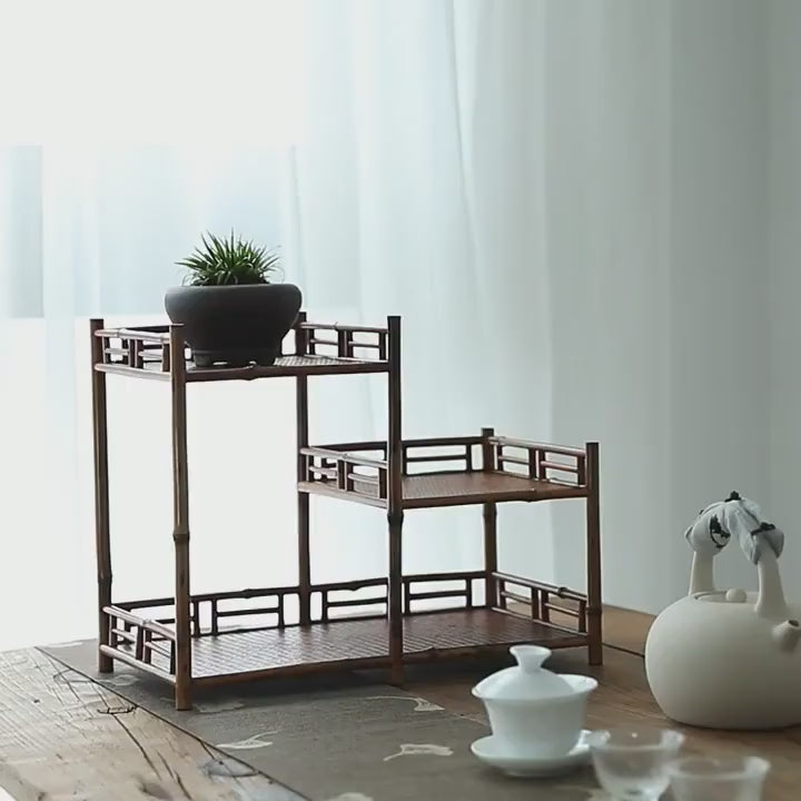 This is a meilu bamboo shelf.this is a bamboo teaware storage shelf