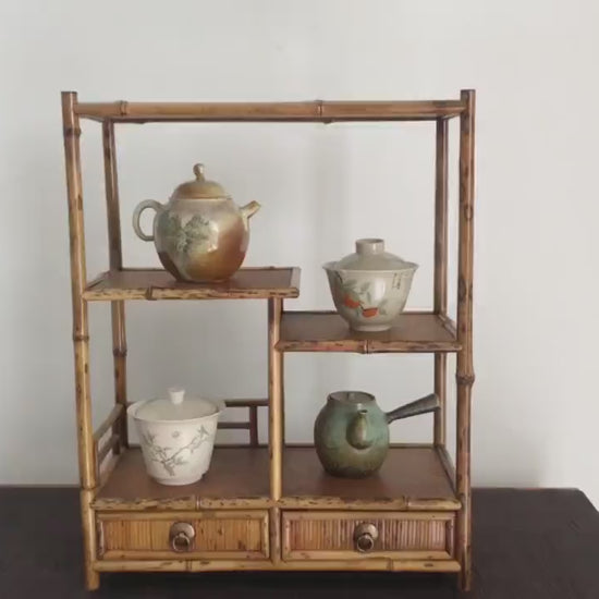 This is a meilu bamboo shelf bamboo rack.this is a bamboo teaware storage shelf