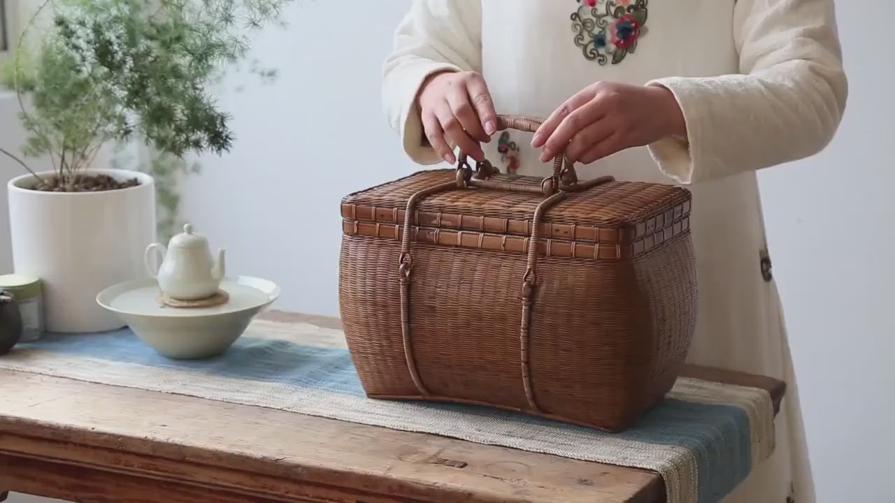 This is a bamboo weaving basket