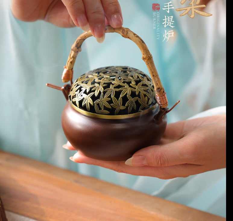 Incense Burner Handcrafted Thurible Chinese Traditional Artwork Handle Incense Burner