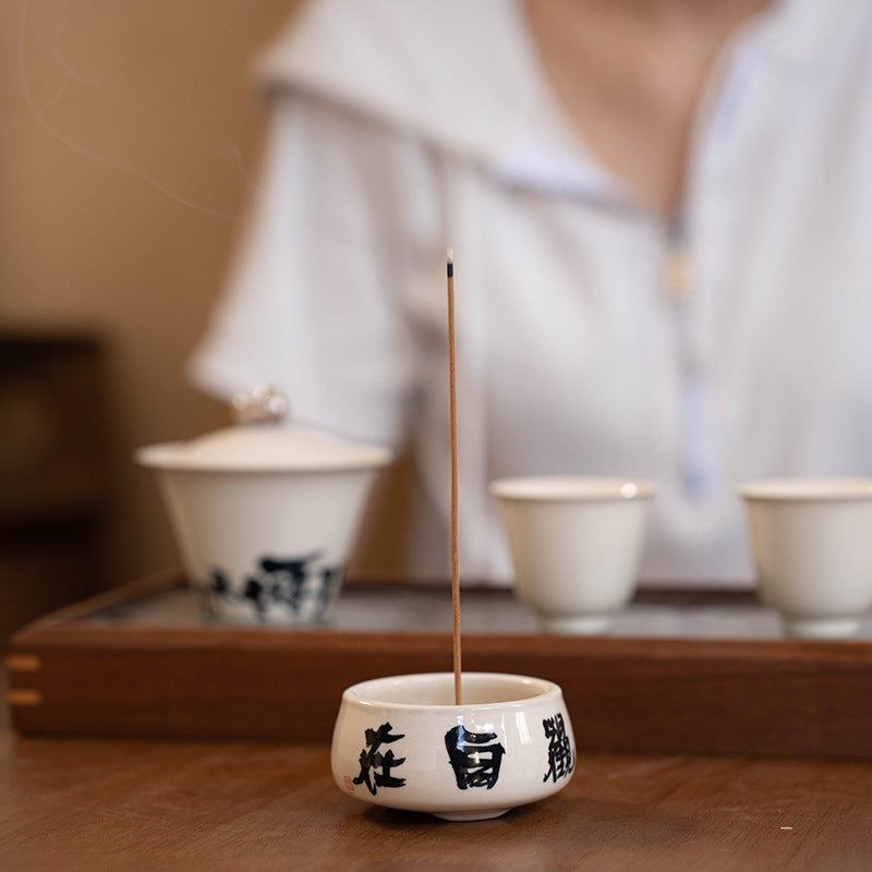 Handpainted Zen Chinese Calligraphy Incense Holder Classic Ornament Home Deco Design Indoor Incense Plug