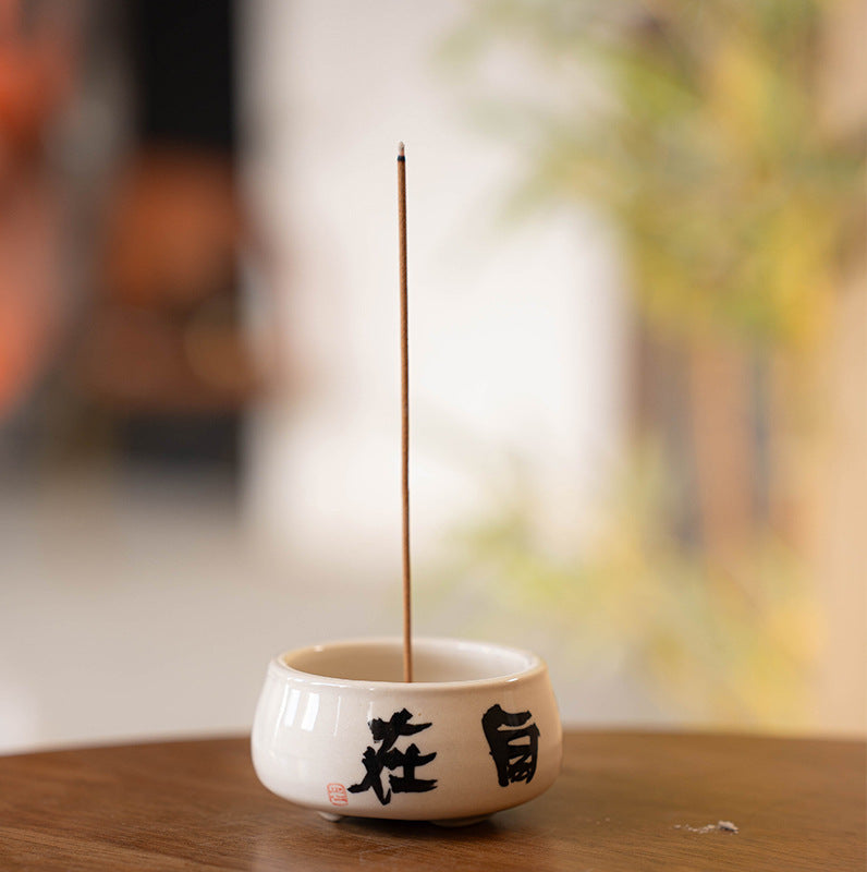 Handpainted Zen Chinese Calligraphy Incense Holder Classic Ornament Home Deco Design Indoor Incense Plug