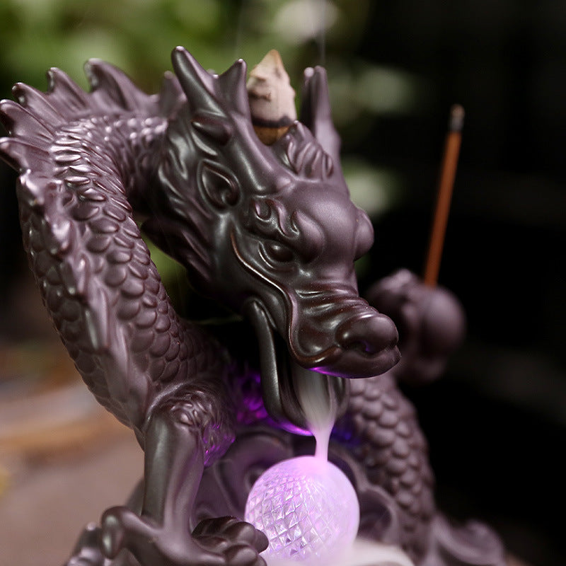 Original Design Style Chinese Dragon Incense Burner Ceramic Incense Burner LED light Incense Holder