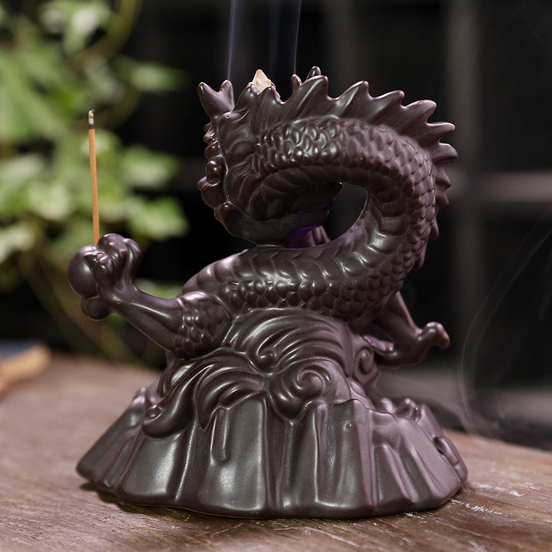 Original Design Style Chinese Dragon Incense Burner Ceramic Incense Burner LED light Incense Holder