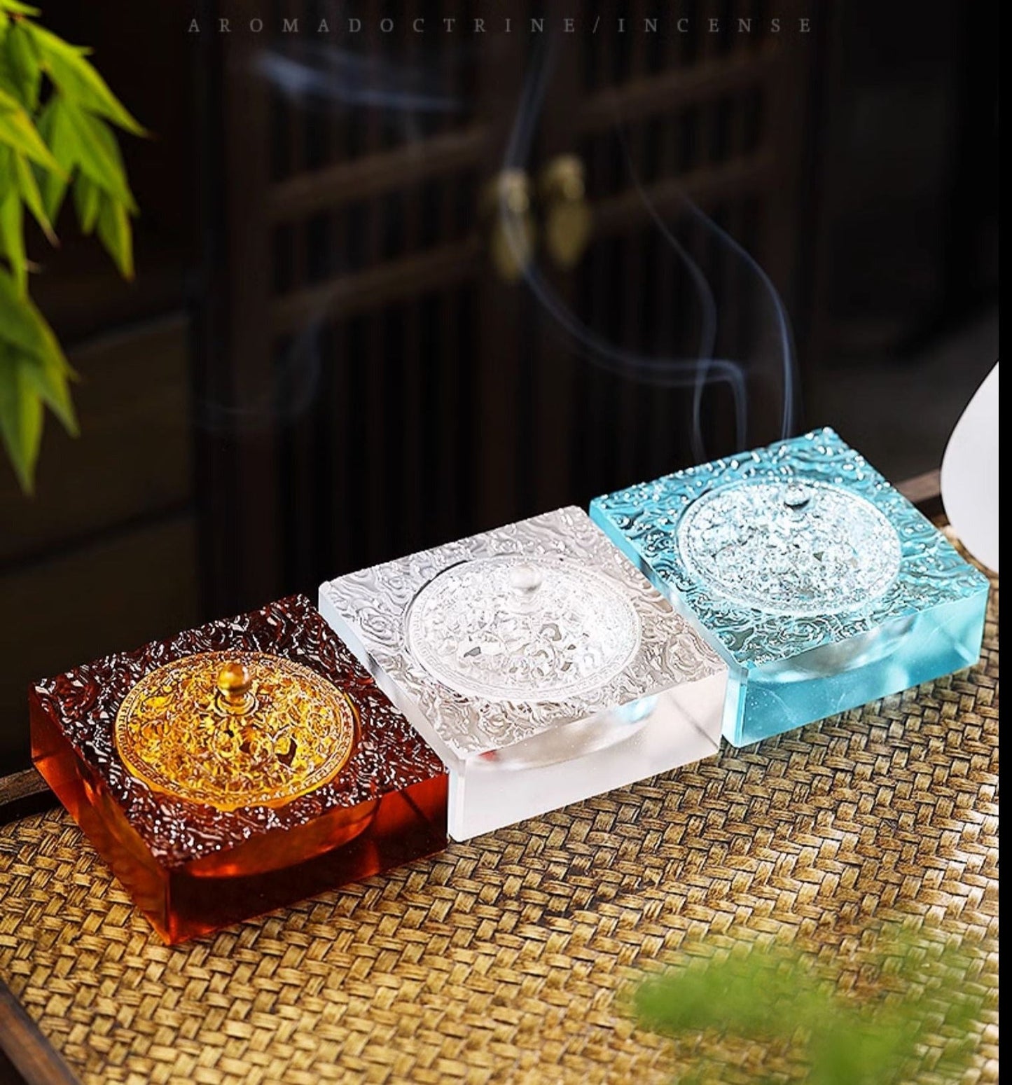 Incense Holder Handcrafted Chinese Traditional Artwork Chinese Colored Liuli Handmade