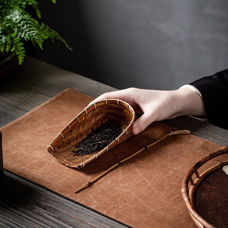 This is a bamboo weaving tea scoop