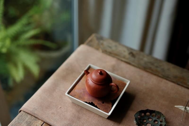 Tea Tray Purple Copper Handforging Ceramic Round Square Tea Boat Chaozhou Chinese Master Artwork Teapot Holder