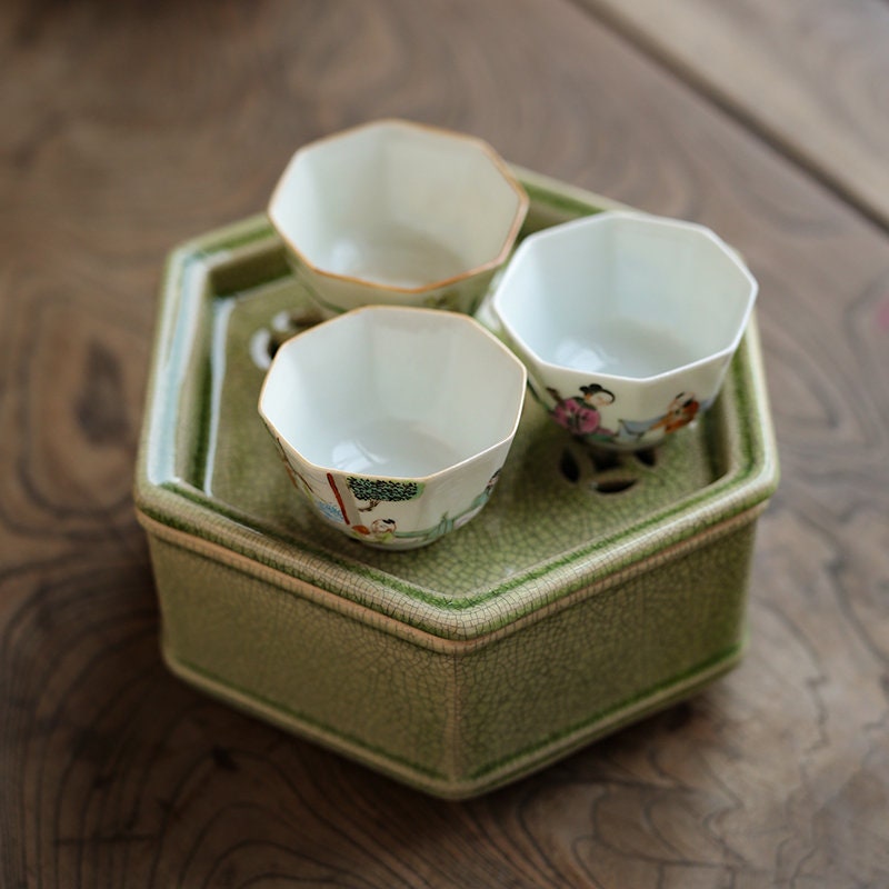 Zhangzhou Kiln Green-glazed Tea Boat Begonia  Teapot Holder Tea Tray Chinese Master Pottery Ceramic Japanese Ceramic Tea Ceremony