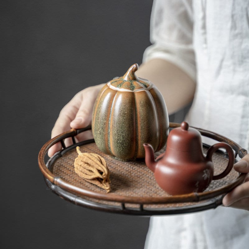 this is a ceramic tea storage canister tea jar