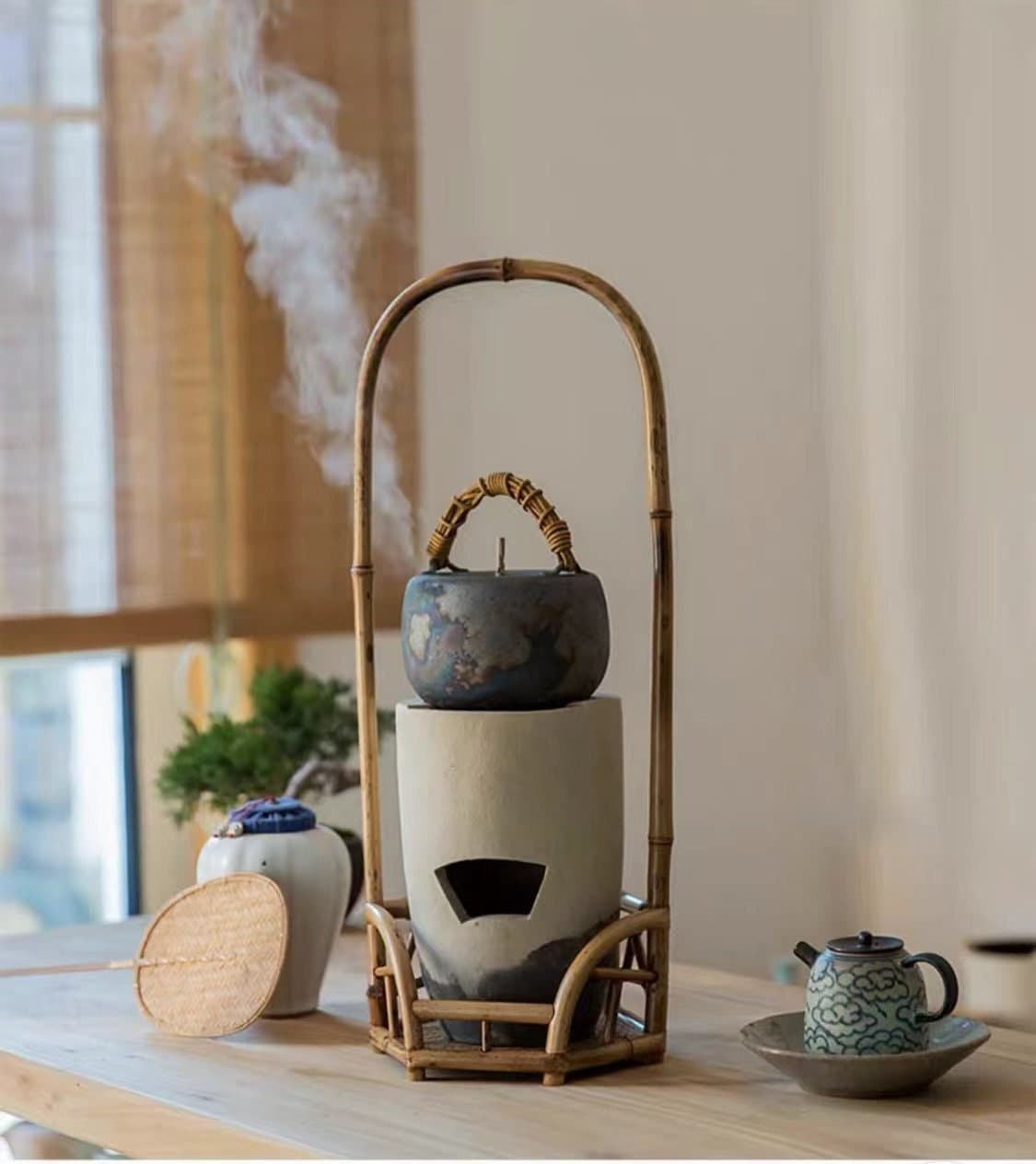 This is a meilu bamboo shelf.this is a bamboo fenglu rack stove shelf