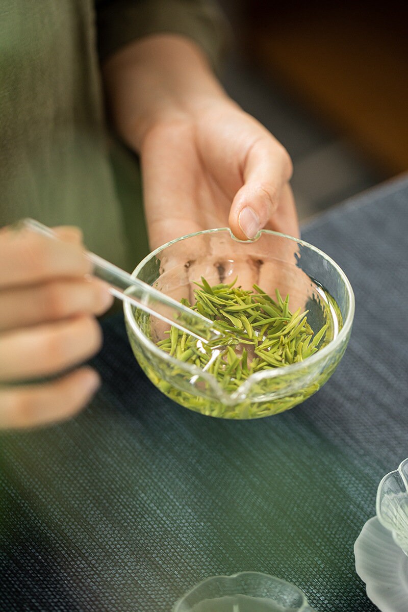 This is a glass tea bowl