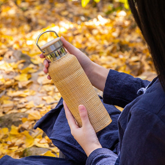 this is a bamboo weaving thermos bottle