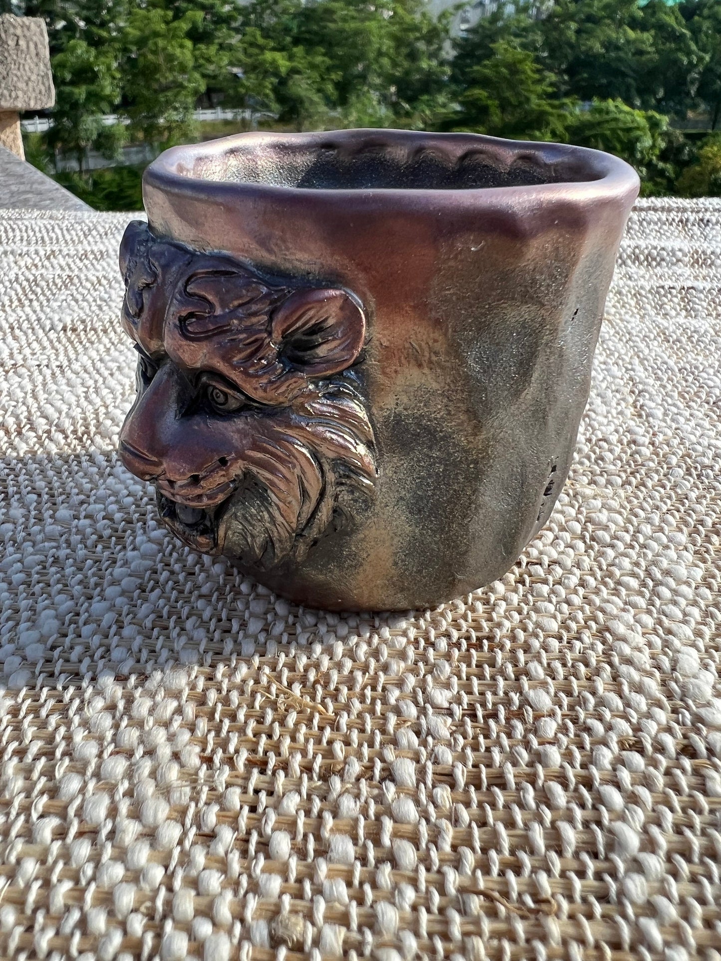 This is a woodfired tietai pottery teacup