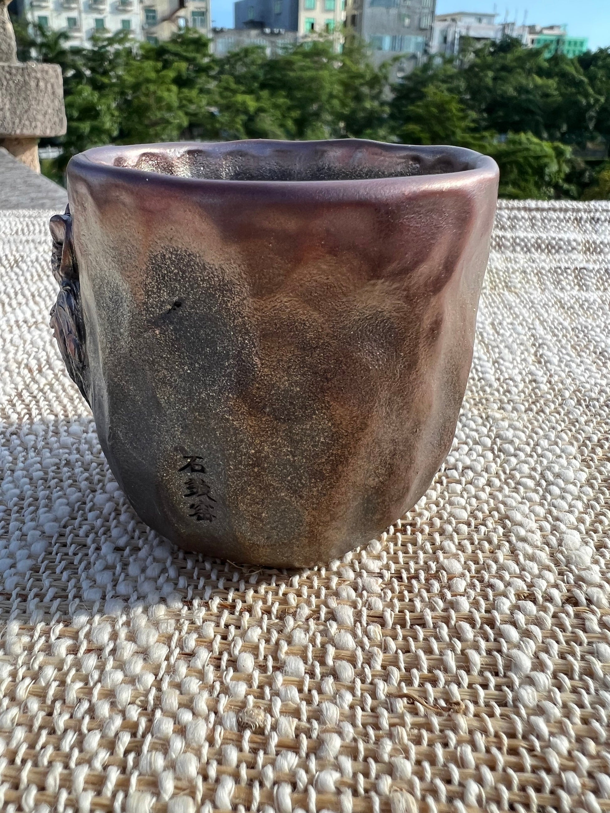 This is a woodfired tietai pottery teacup