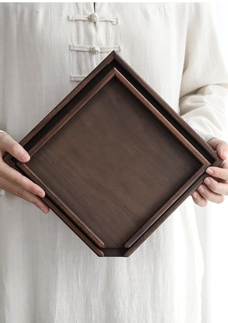 This is a walnut solid wood puerh tea tray tea shelf